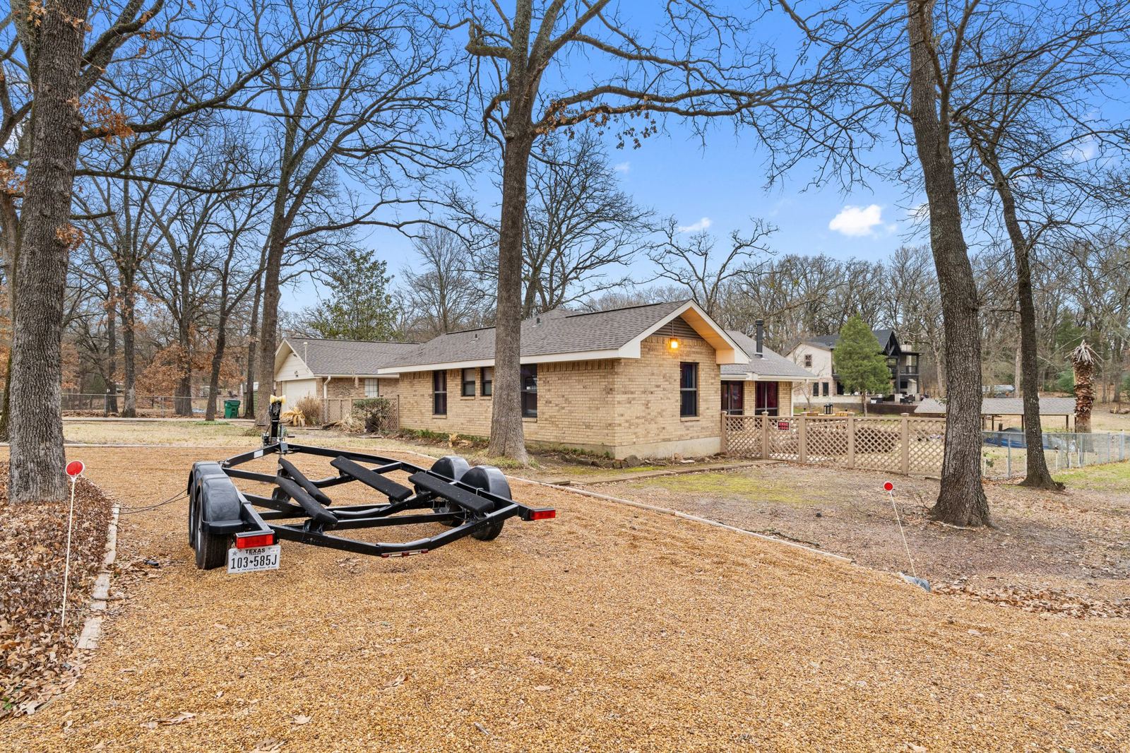 Boat trailer parked on the property